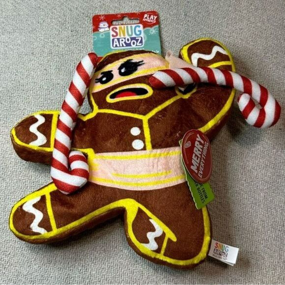 Christmas Candy Cane Gingerbread Ninja Dog Toy NWT Cute Funny Gift Puppy - Picture 1 of 5
